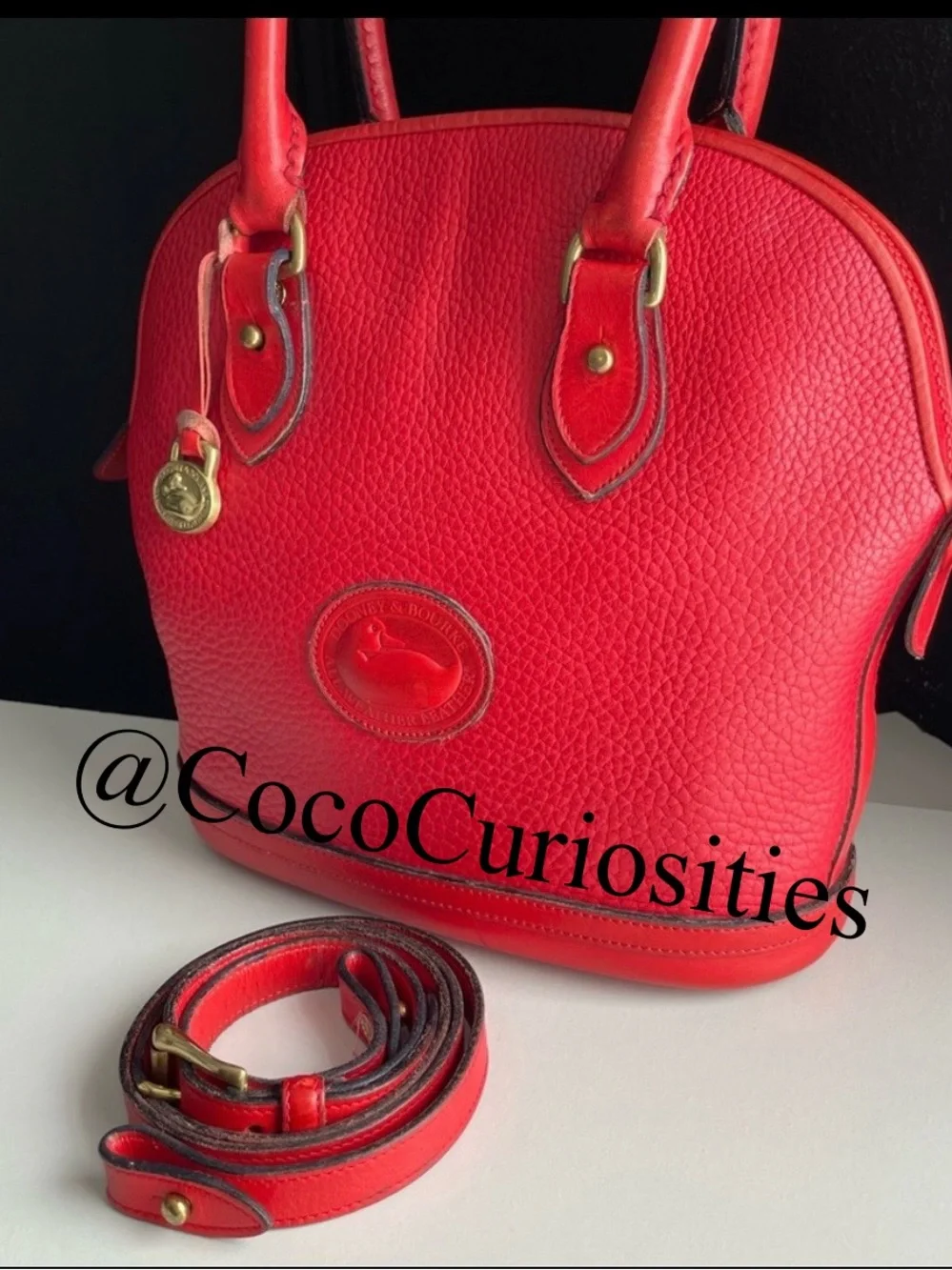 Dooney and Bourke Red Leather Norfolk Case Dome Satchel Bag R04 - Picture 3 of 16